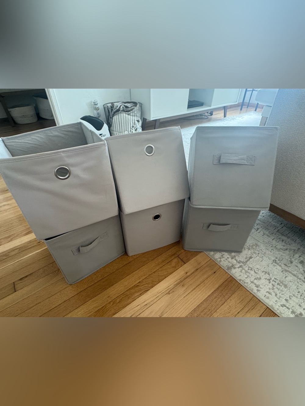 Set of 6 11” x 11” Gray Collapsible Foldable Fabric Cube Storage Bins